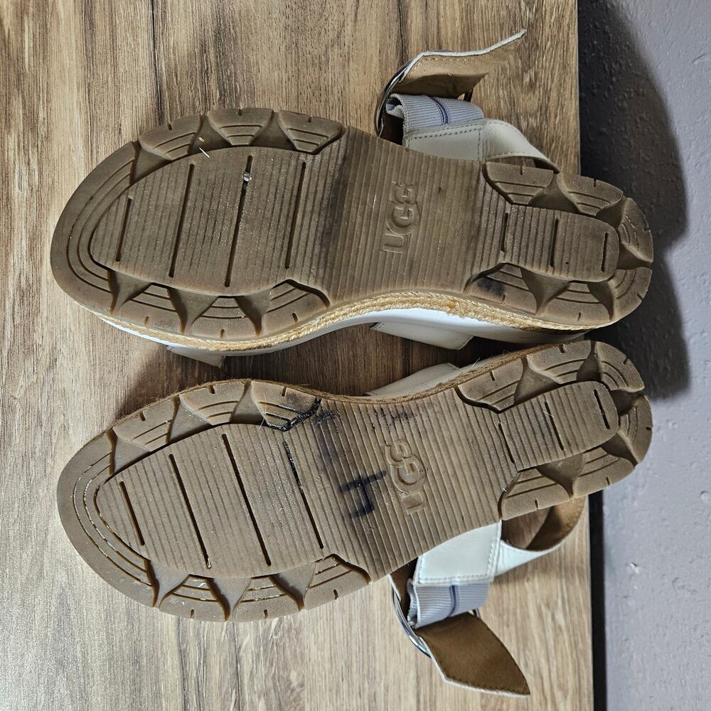 UGG "April" Leather Platform Espadrille Sandals - Ivory/White Boho Y2K Size 7 - Picture 6 of 10